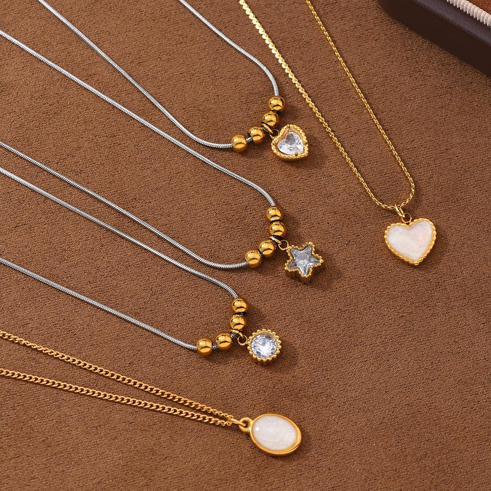 Women's 304 Stainless Steel Heart Necklace with Zirconia